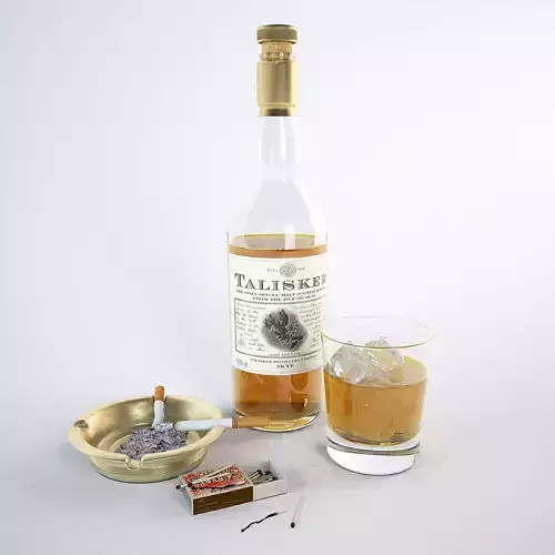 Talisker whiskey cigarette ice decor 3D model