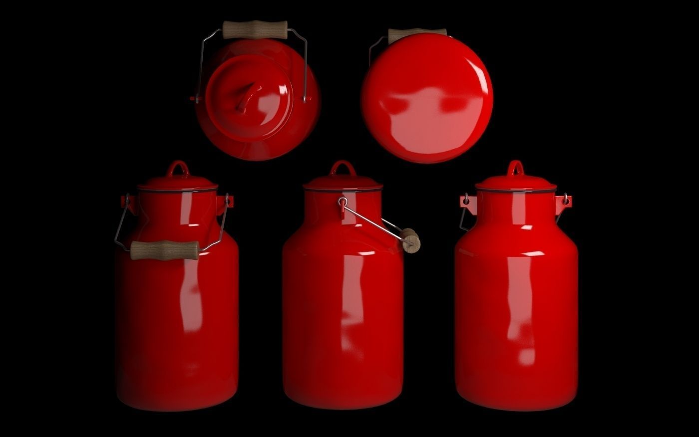 Set enameled cookware 3D model_3