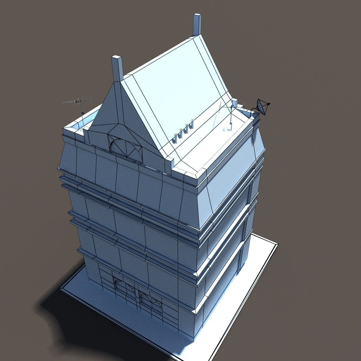 Apartment House 150 Low Poly 3d Building Low-poly 3D model_12