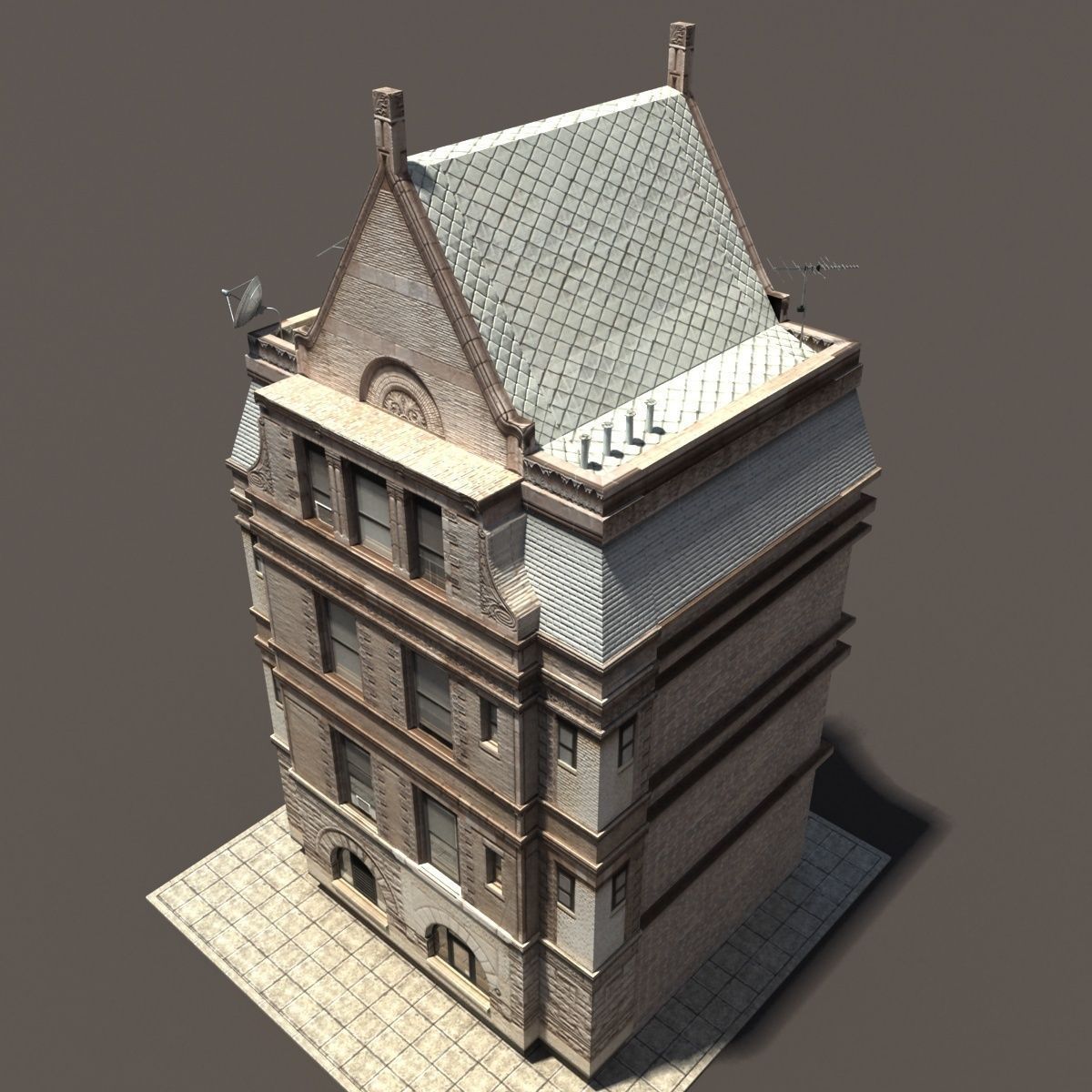 Apartment House 150 Low Poly 3d Building Low-poly 3D model_8