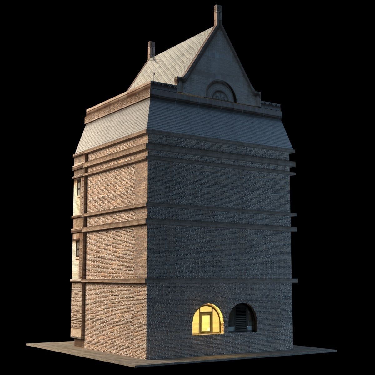 Apartment House 150 Low Poly 3d Building Low-poly 3D model_1