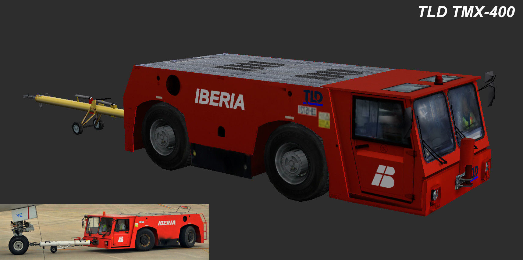 TLD TMX 400 Push-Back Aircraft Tractor Low-poly 3D model_5