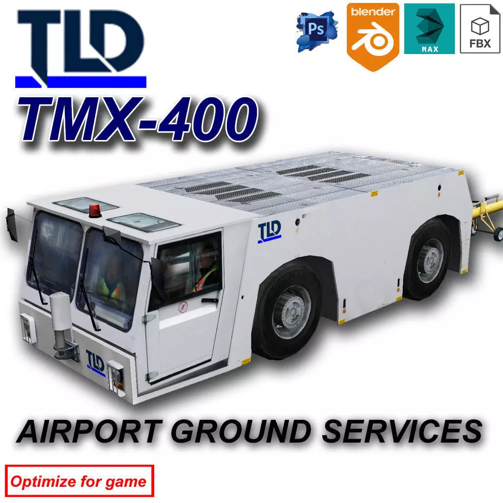 TLD TMX 400 Push-Back Aircraft Tractor Low-poly 3D model_0
