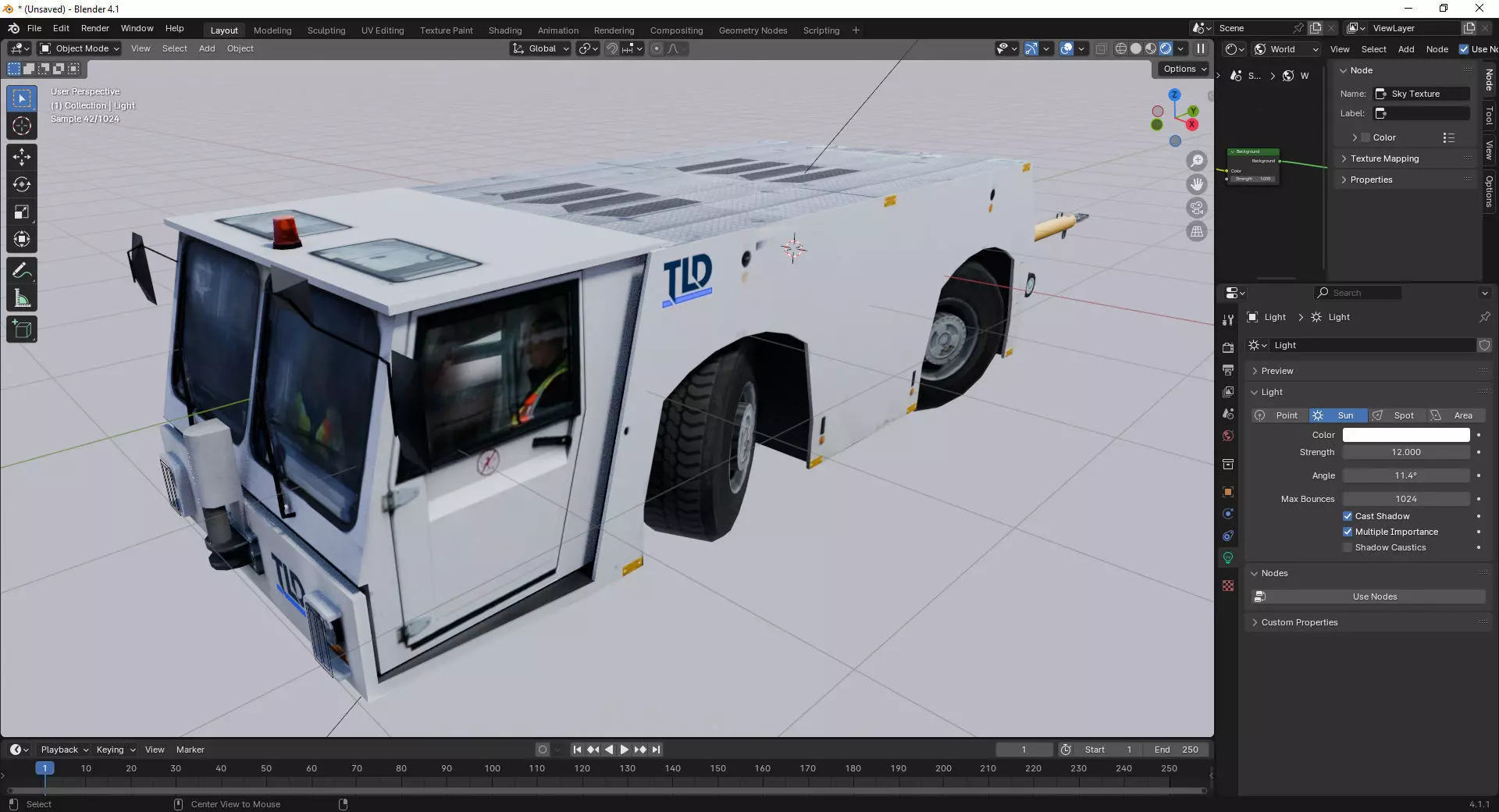 TLD TMX 400 Push-Back Aircraft Tractor Low-poly 3D model_10