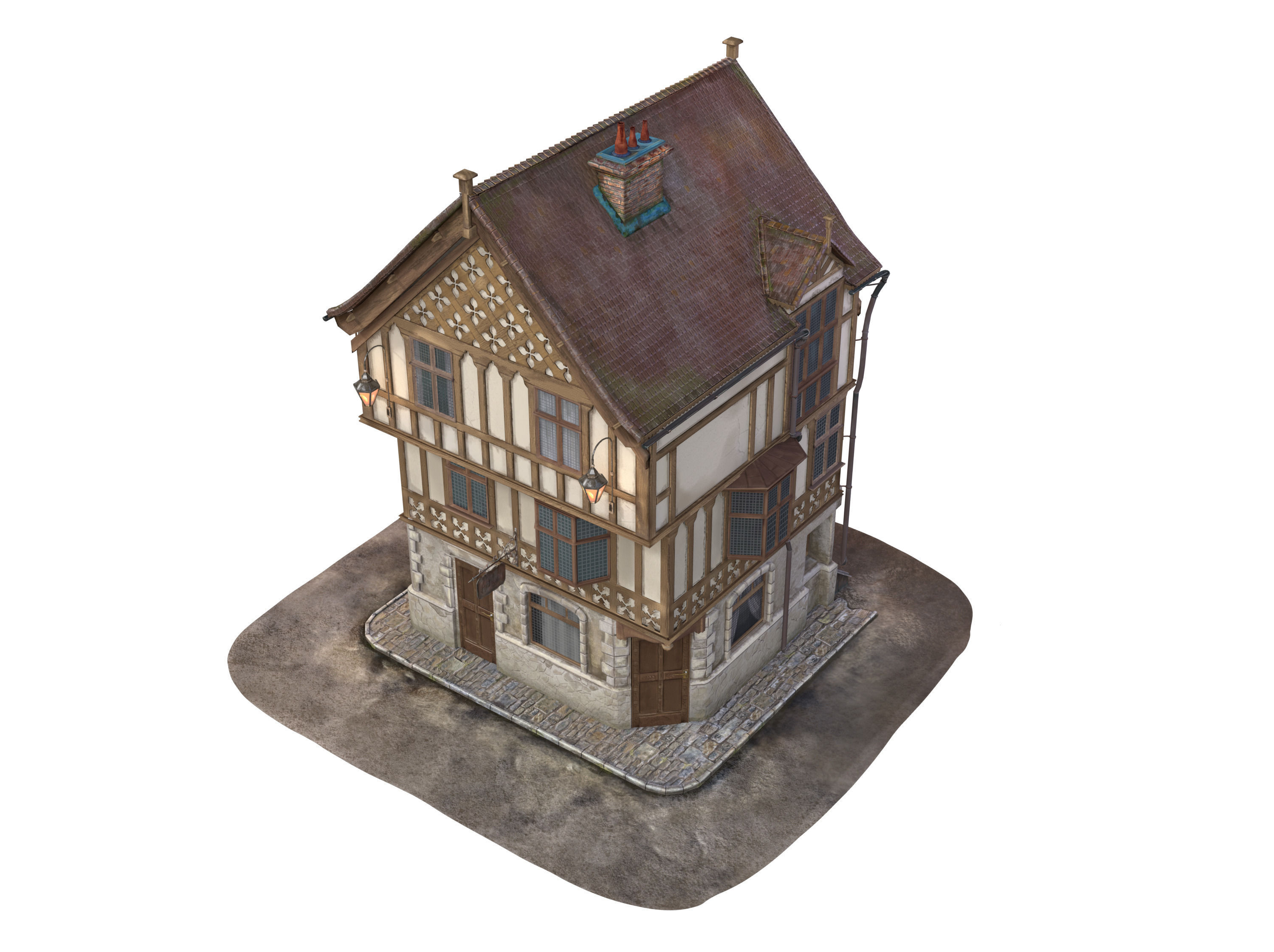 Medieval House 3D model_2