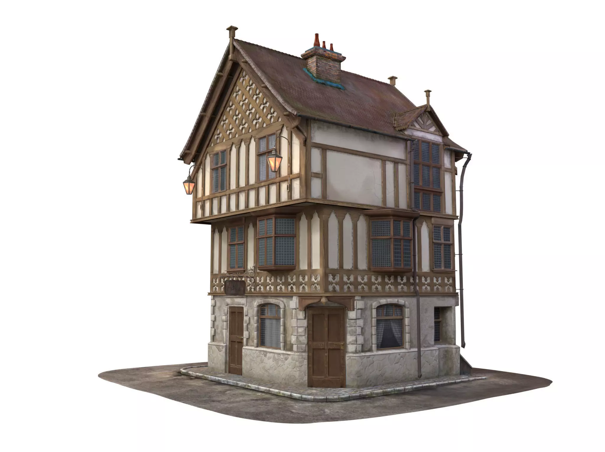 Medieval House 3D model_0