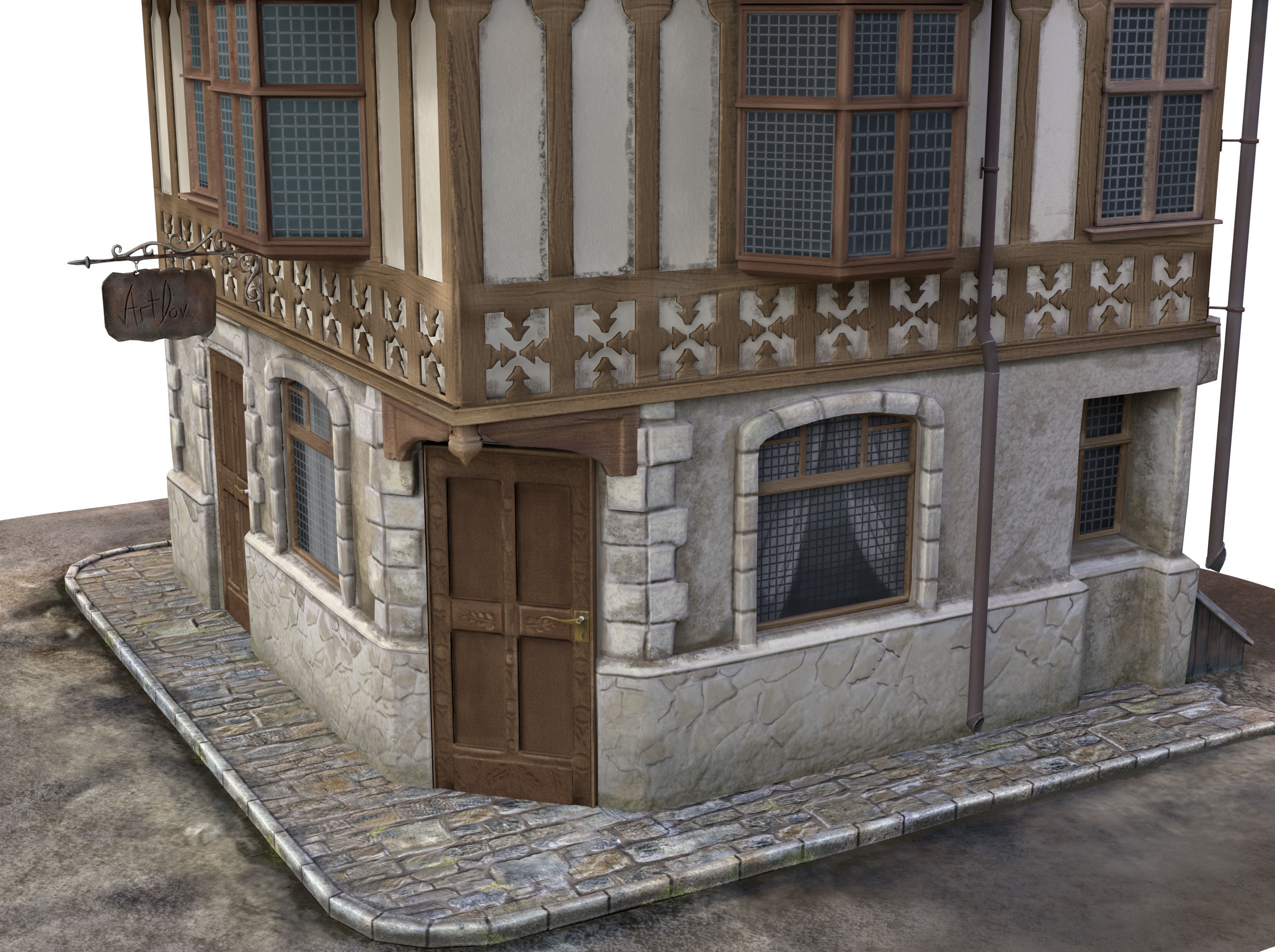 Medieval House 3D model_3