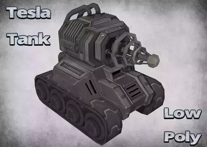 Toon Tesla Tank Low-poly 3D model