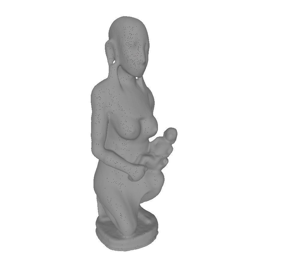 African woman and child statue 3D print model_7