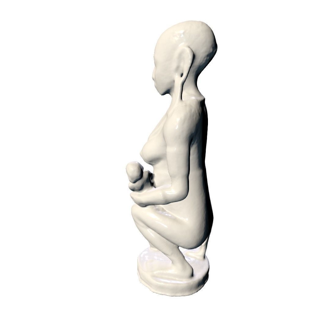 African woman and child statue 3D print model_1