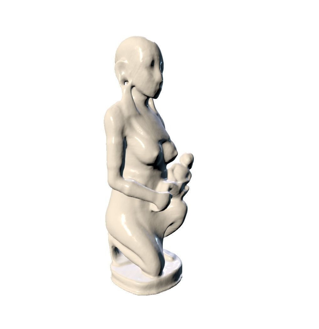 African woman and child statue 3D print model_2