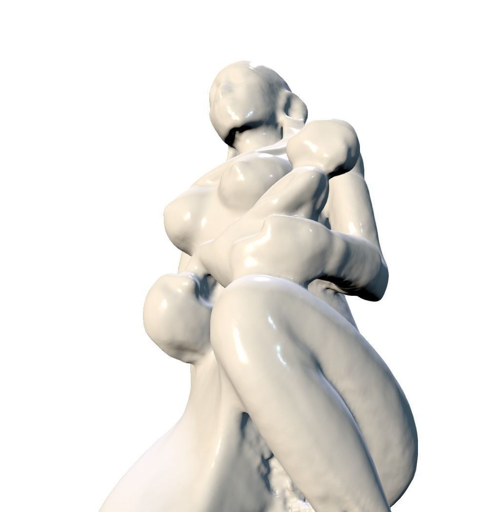 African woman and child statue 3D print model_4