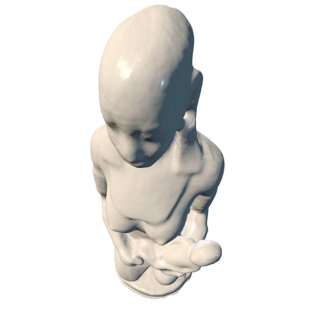 African woman and child statue 3D print model_5