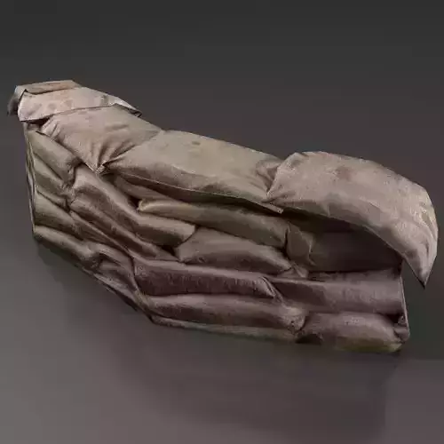 Low Poly Sandbags sandbag bench Low-poly 3D model