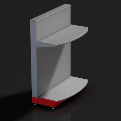 Small halfcircle grey store stand 3D model_1