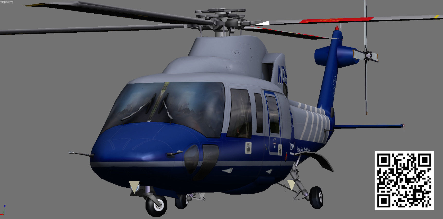  Sikorsky S76C Bostom Med Flight Low-poly 3D model_5