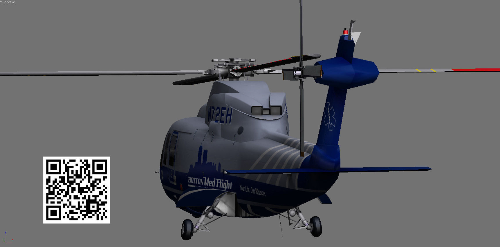  Sikorsky S76C Bostom Med Flight Low-poly 3D model_6