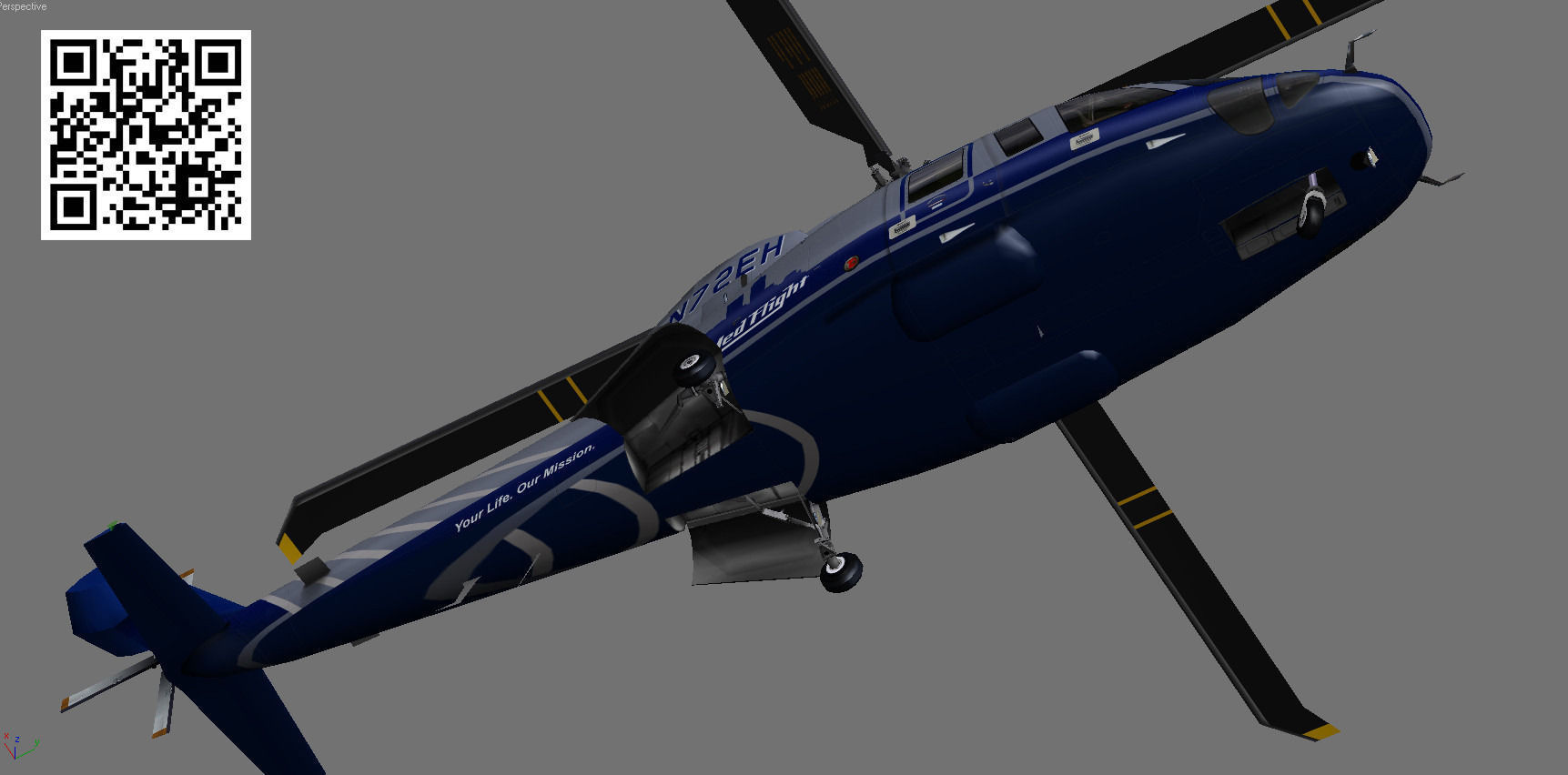  Sikorsky S76C Bostom Med Flight Low-poly 3D model_1