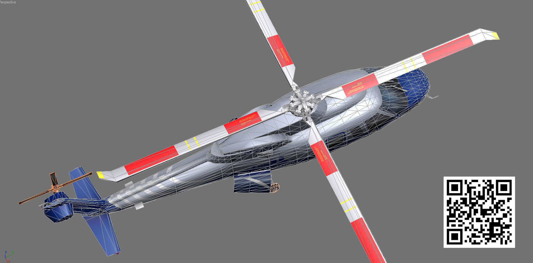  Sikorsky S76C Bostom Med Flight Low-poly 3D model_3
