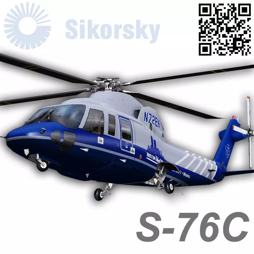  Sikorsky S76C Bostom Med Flight Low-poly 3D model_0