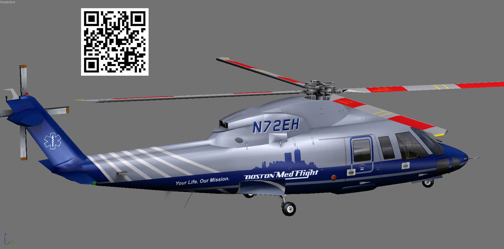  Sikorsky S76C Bostom Med Flight Low-poly 3D model_8