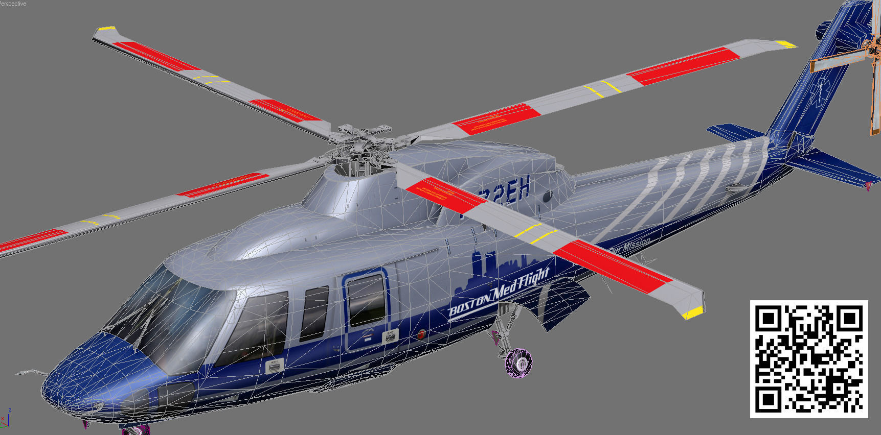  Sikorsky S76C Bostom Med Flight Low-poly 3D model_9