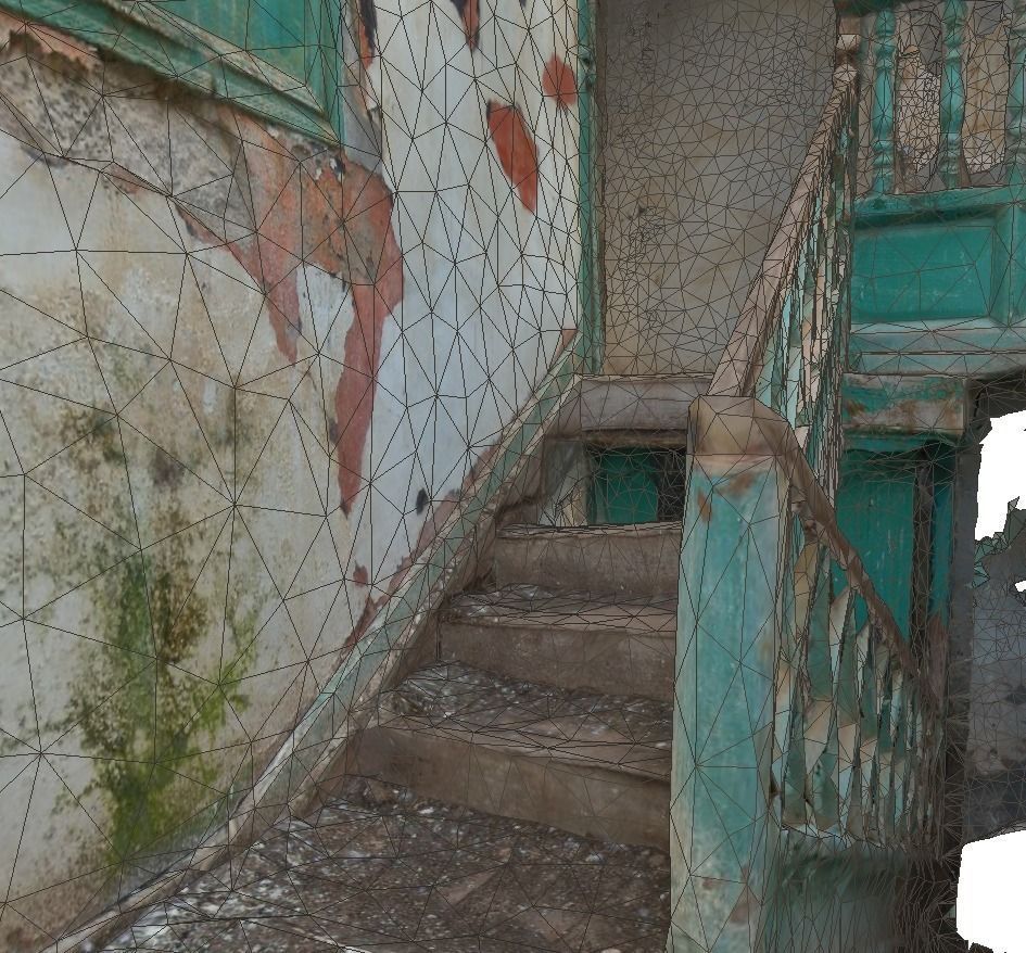Old stairway in abandoned house - Lowpoly Low-poly 3D model_3