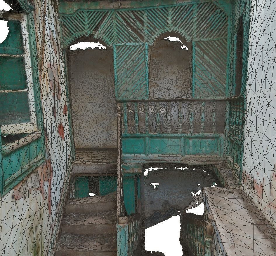Old stairway in abandoned house - Lowpoly Low-poly 3D model_0