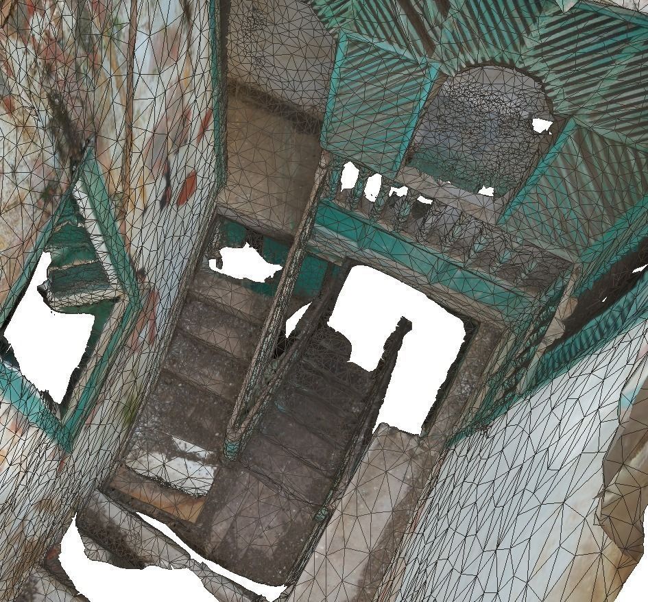 Old stairway in abandoned house - Lowpoly Low-poly 3D model_2