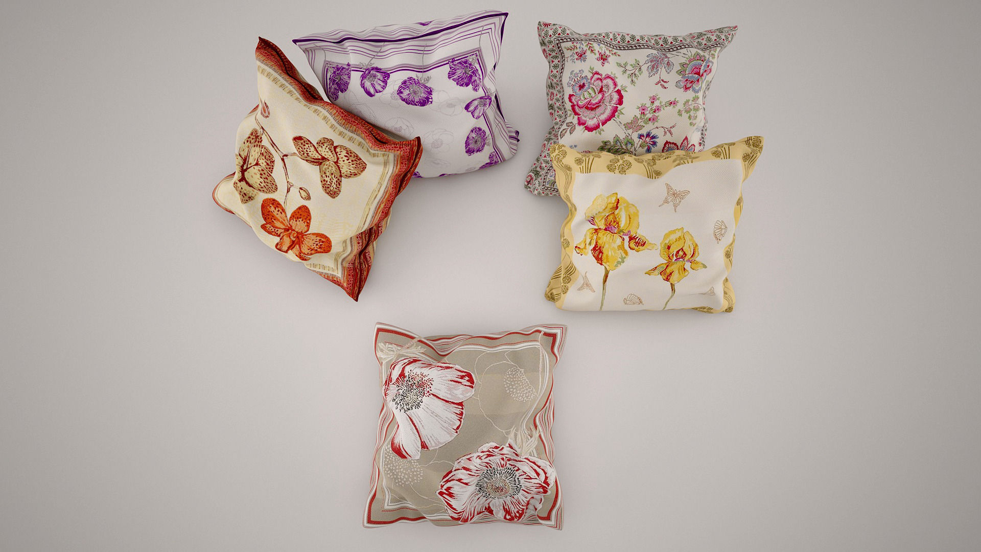 Collection of pillows 3D model_1