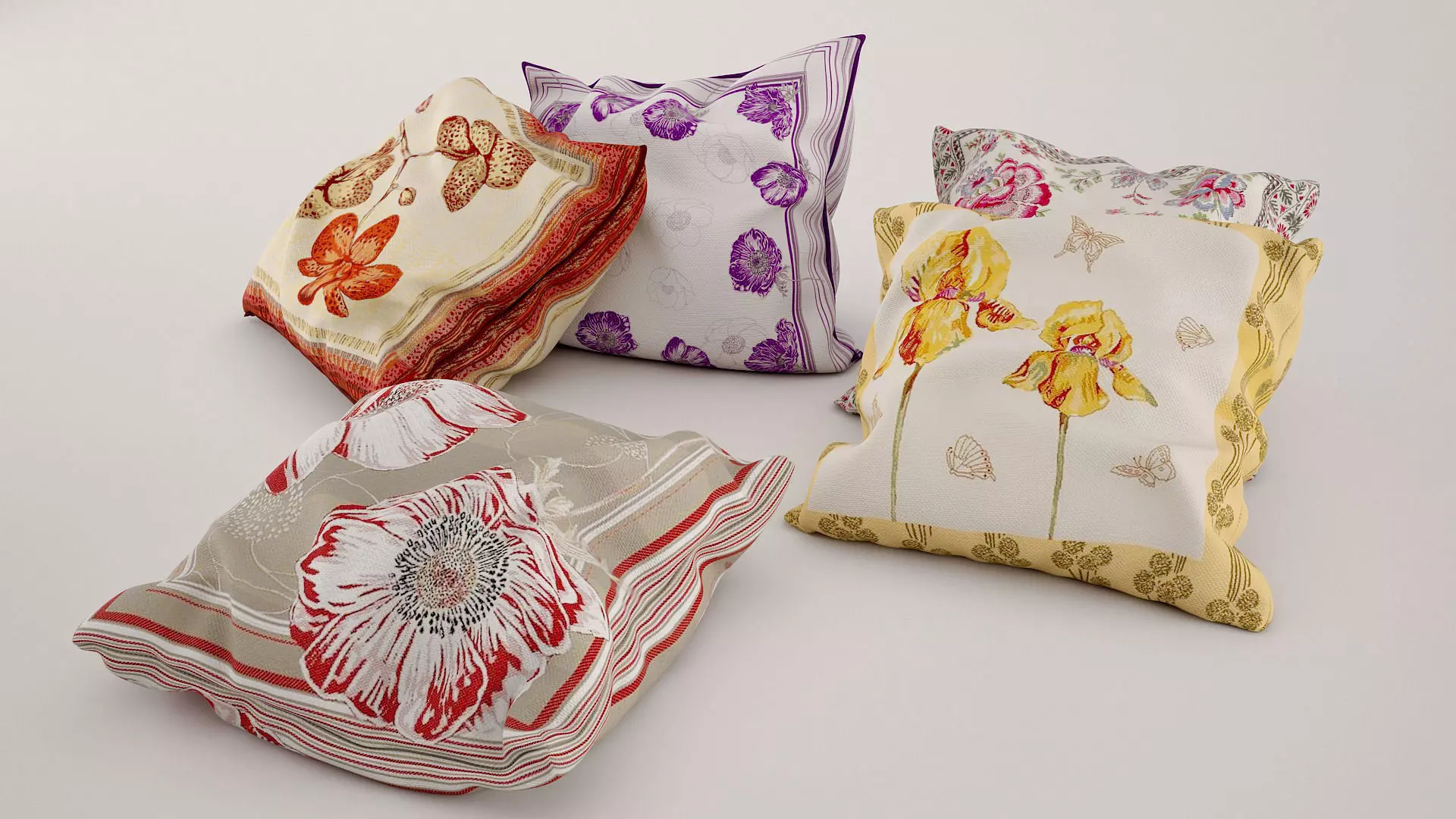 Collection of pillows 3D model_0
