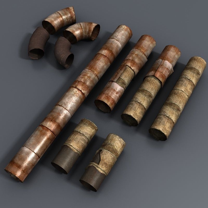 Rusty Pipes Lowpoly Low-poly 3D model_4
