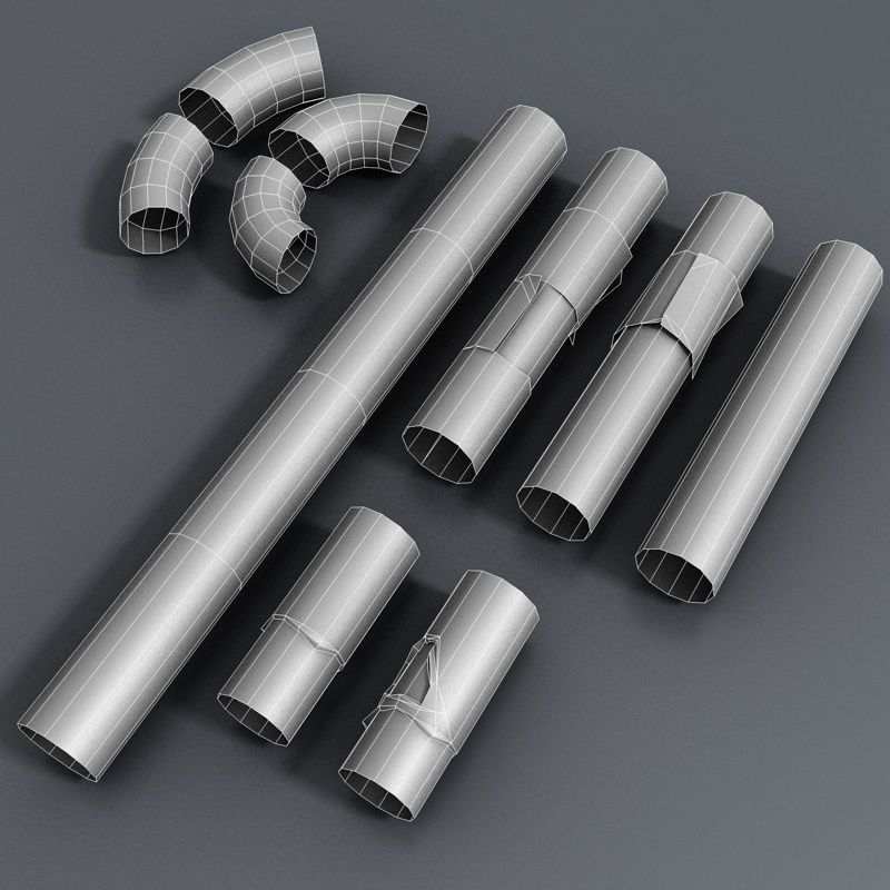 Rusty Pipes Lowpoly Low-poly 3D model_3