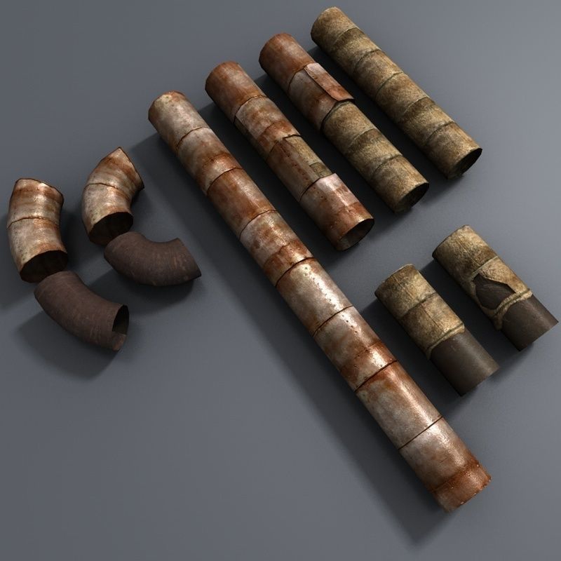 Rusty Pipes Lowpoly Low-poly 3D model_5