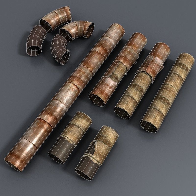 Rusty Pipes Lowpoly Low-poly 3D model_8