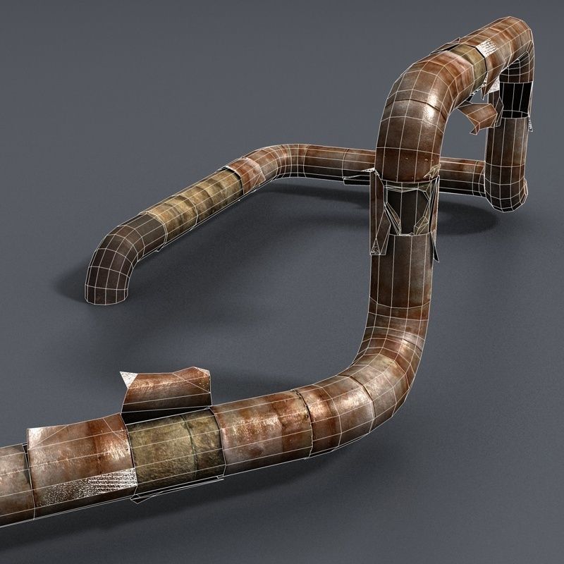 Rusty Pipes Lowpoly Low-poly 3D model_2
