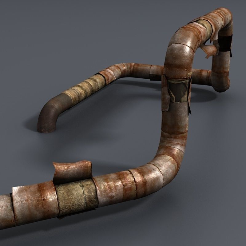 Rusty Pipes Lowpoly Low-poly 3D model_1