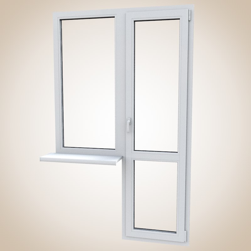 PVC profile window 3D model_5