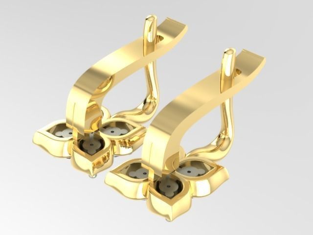 Earring  with five diamonds 3D print model_4