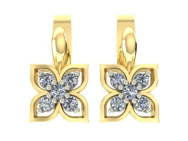 Earring  with five diamonds 3D print model_0