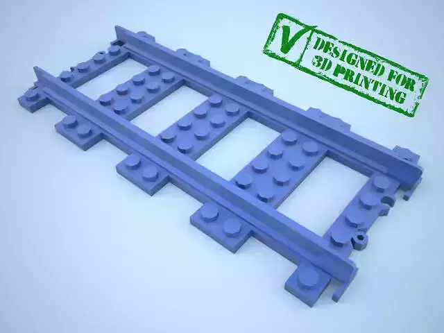 Lego train track straight w support Free 3D model