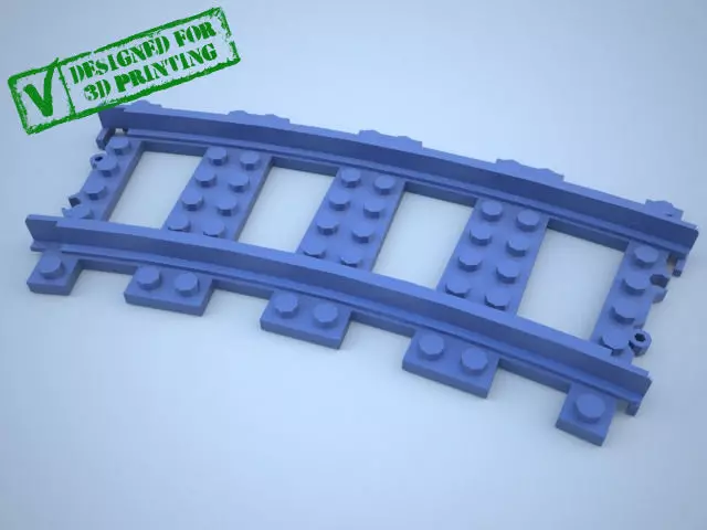 Lego Train Track Curved w Support Free 3D model
