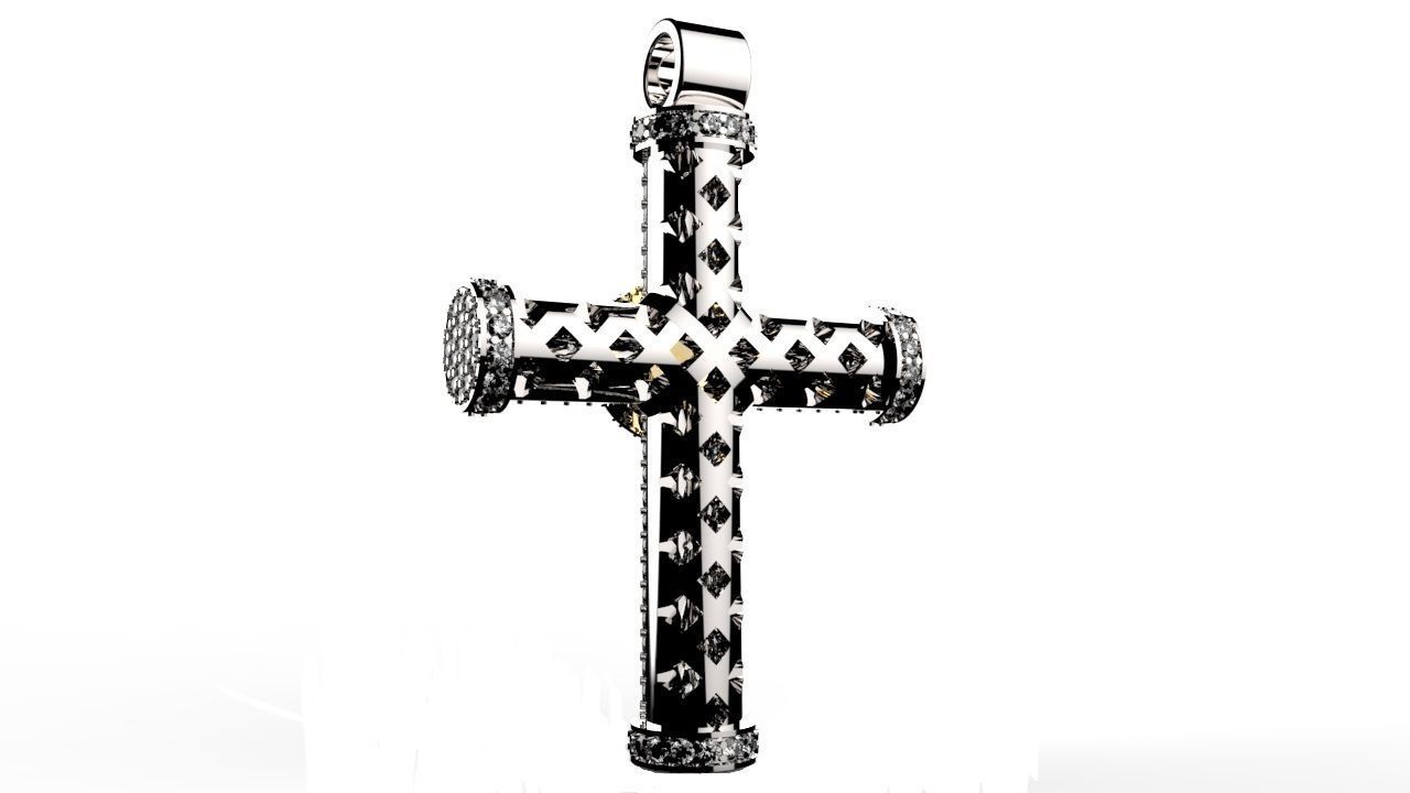 Beautiful cross with stones 3D print model_1