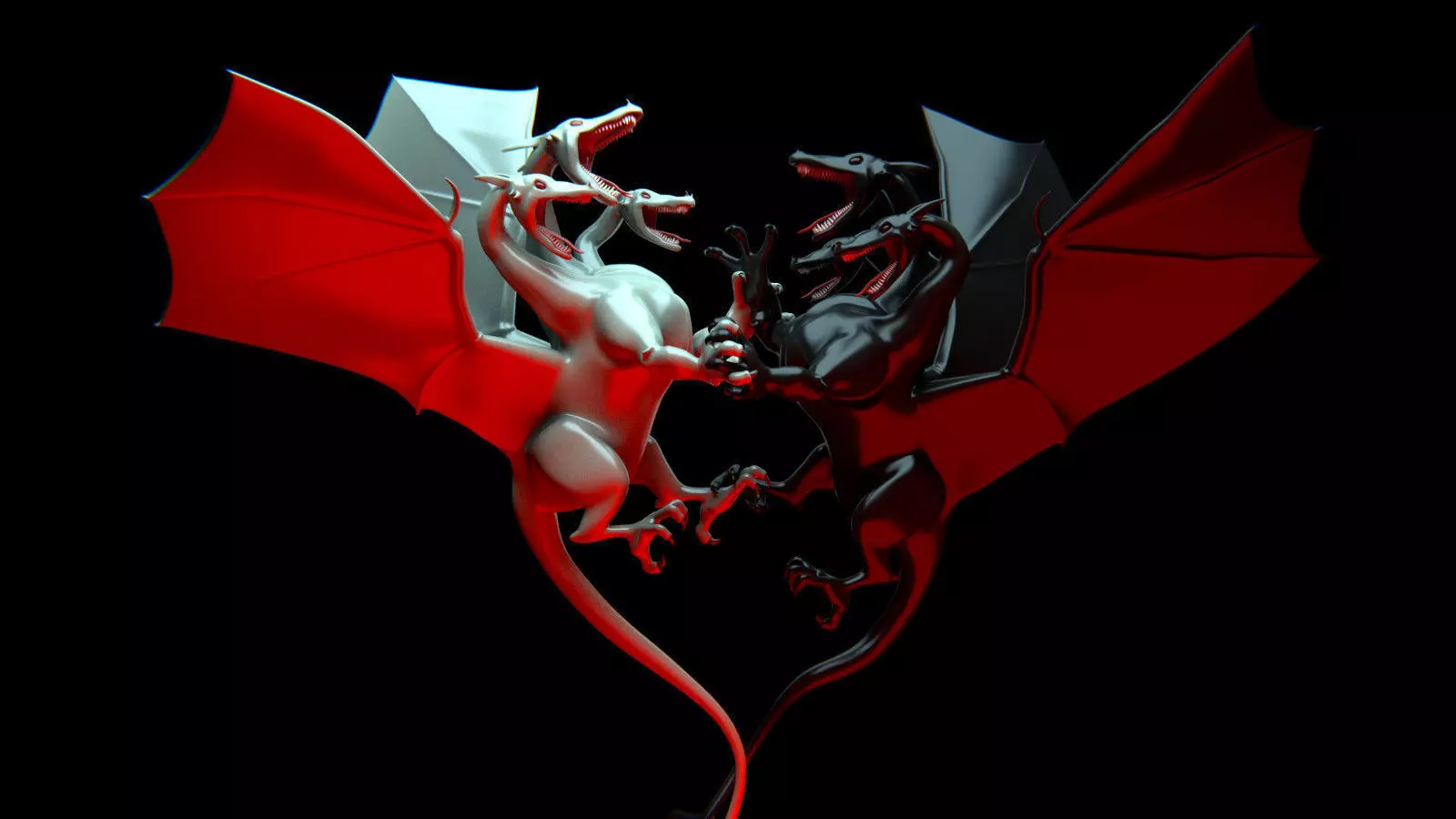 Shades of Crimson - a low-poly dragon model Free 3D model
