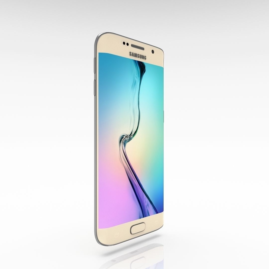 Samsung Galaxy S6 Edge Gold Platinum Low-poly 3D model_8