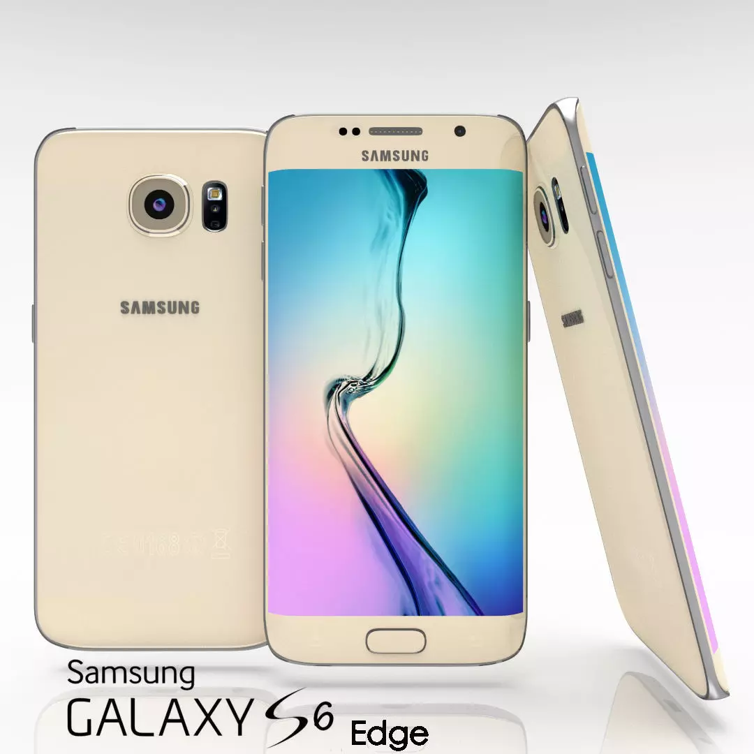 Samsung Galaxy S6 Edge Gold Platinum Low-poly 3D model_0