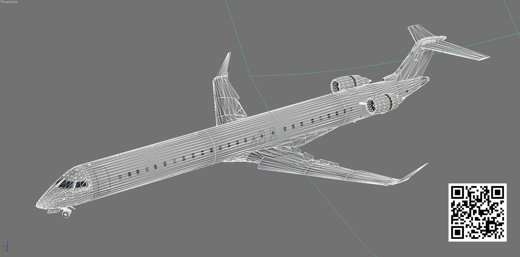 Bombardier CRJ 1000 Low-poly 3D model_8