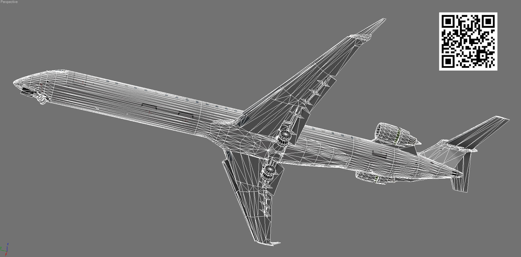 Bombardier CRJ 1000 Low-poly 3D model_9