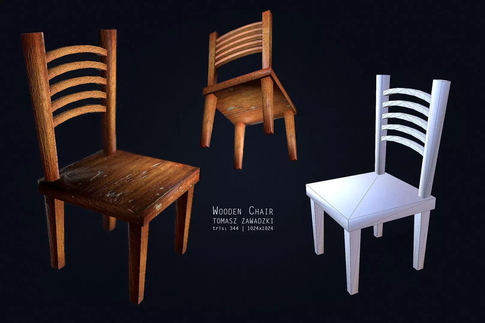 Wooden Chair - Low Poly Free low-poly 3D model