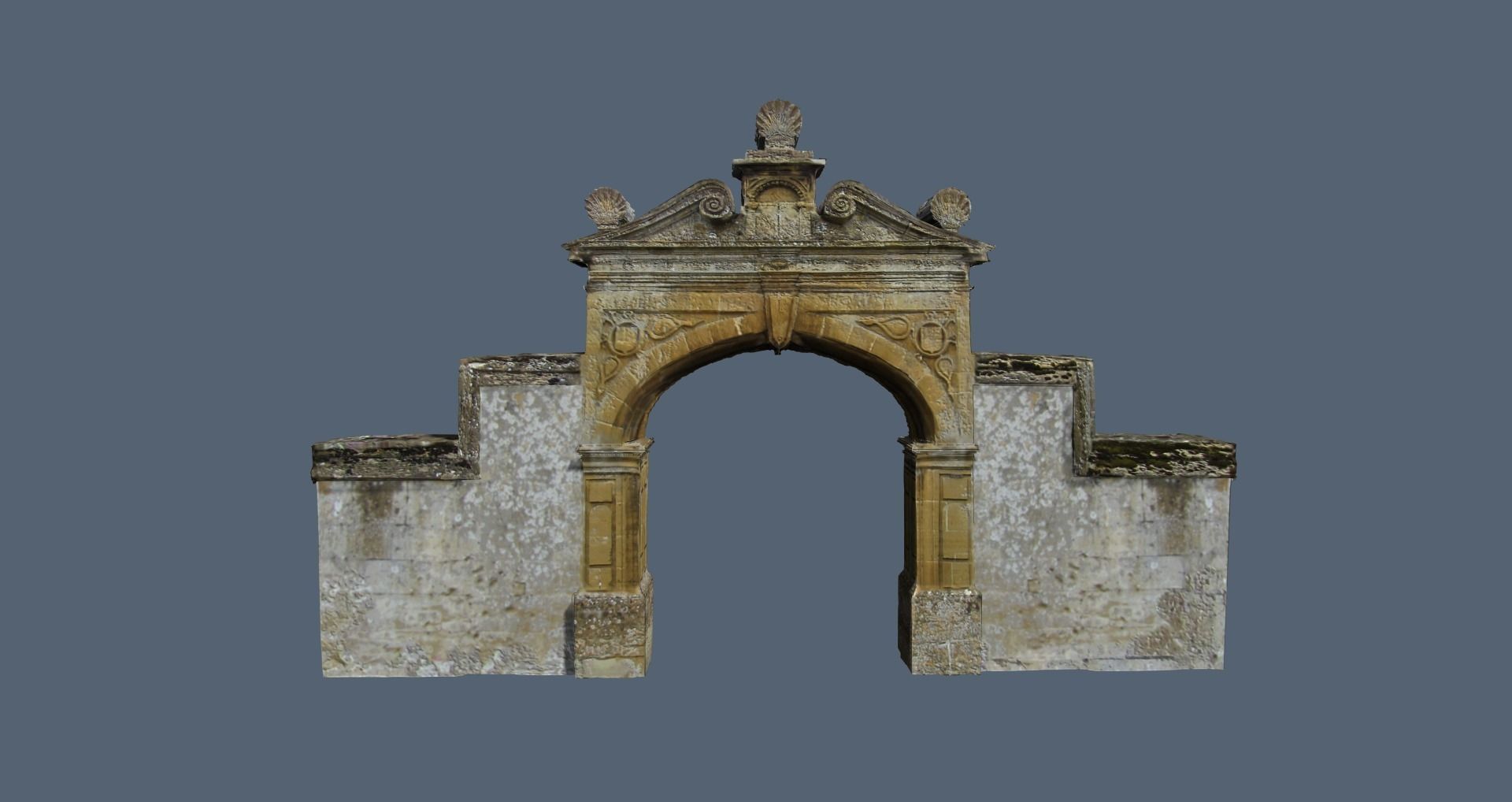 Stanway House Entrance Gate Low-poly 3D model_0